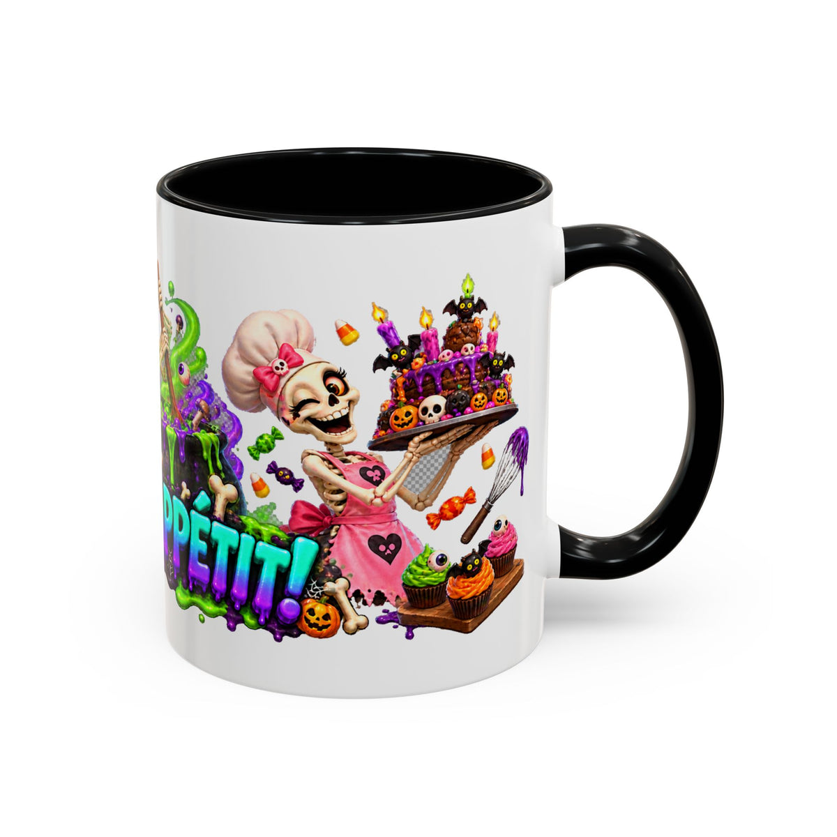 Bone Appetit Skeleton Chefs Halloween White Mug