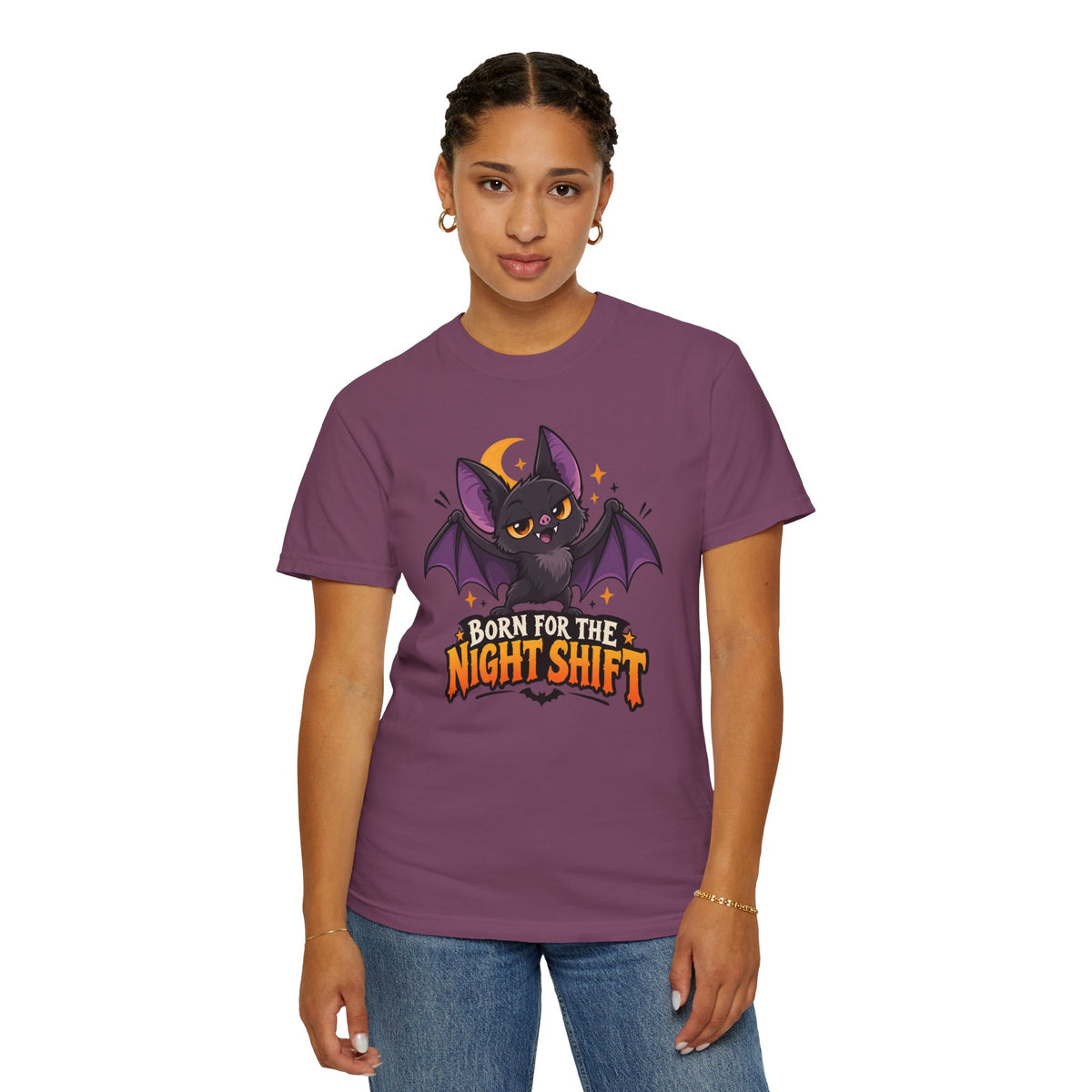 Born for the Night Shift – Cute Halloween Bat T-Shirt