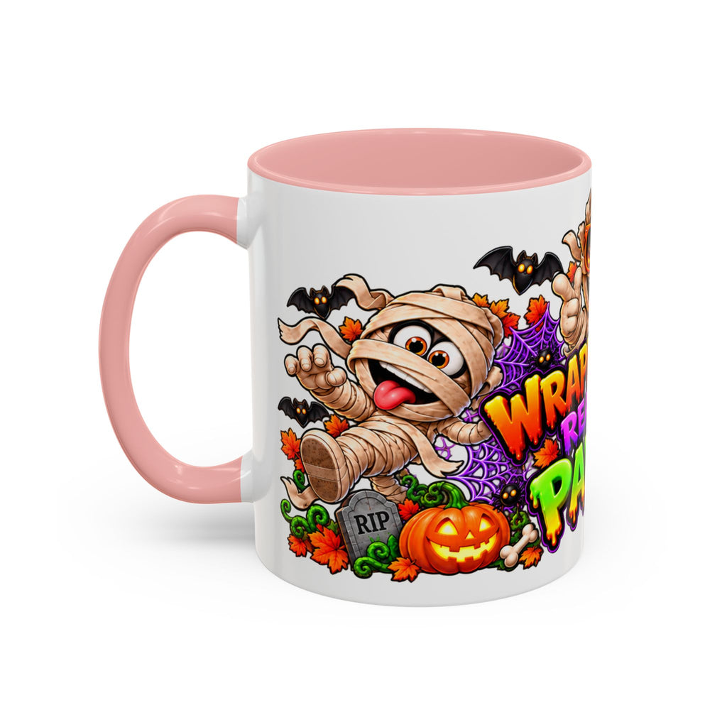 Wrapped Up & Ready to Party White Mug – Funny Mummies & Spooky Party Design