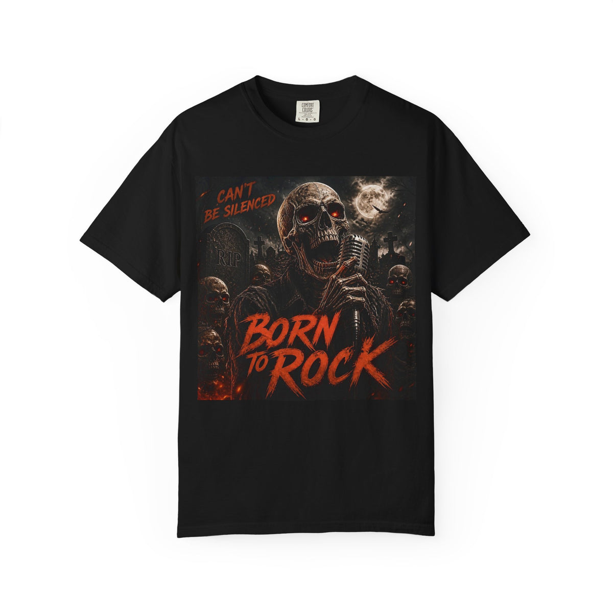 Born to Rock Skull T-Shirt — 'I Can't Be Silenced' Heavy Metal Tee