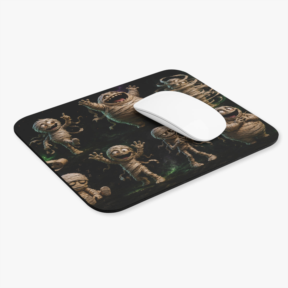 Cute Mummy Pattern Mouse Pad — Playful Cartoon Halloween Design