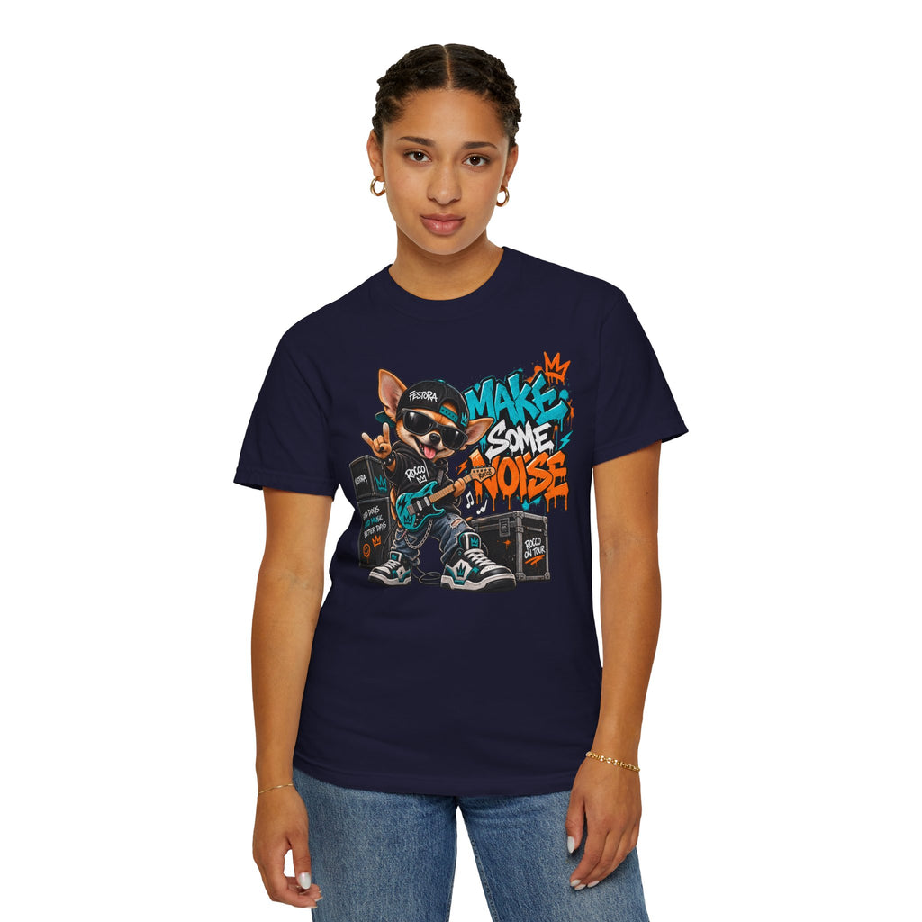Make Some Noise Rocco Graphic T-Shirt — Streetwear Rock Dog Tee