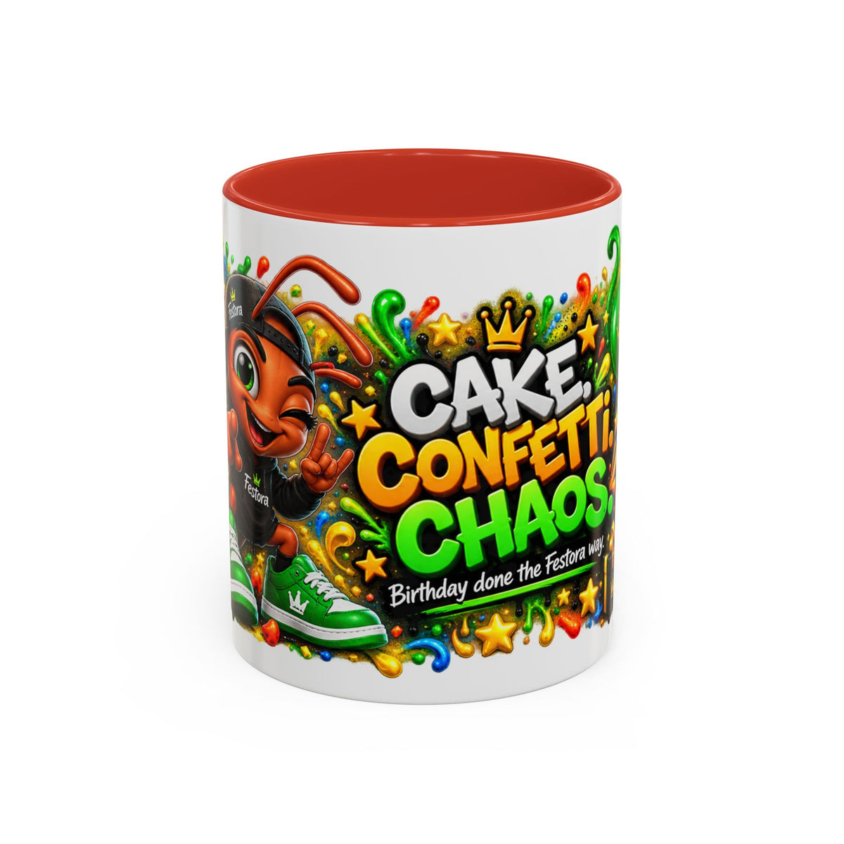 Festora Ant Birthday Mug – Cake Confetti Chaos Coffee Cup