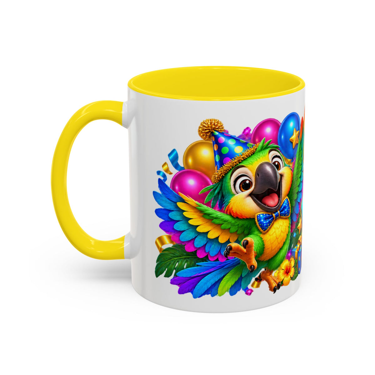 Squawk! It’s Your Birthday White Mug – Cute Parrot Birthday Cup, Colorful Tropical Party Gift