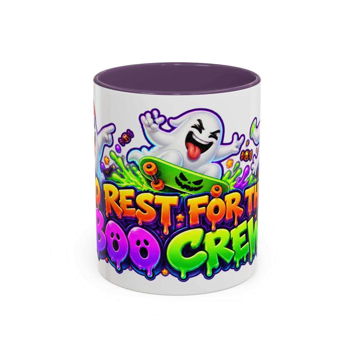 No Rest for the Boo Crew Crazy Ghosts Halloween White Mug