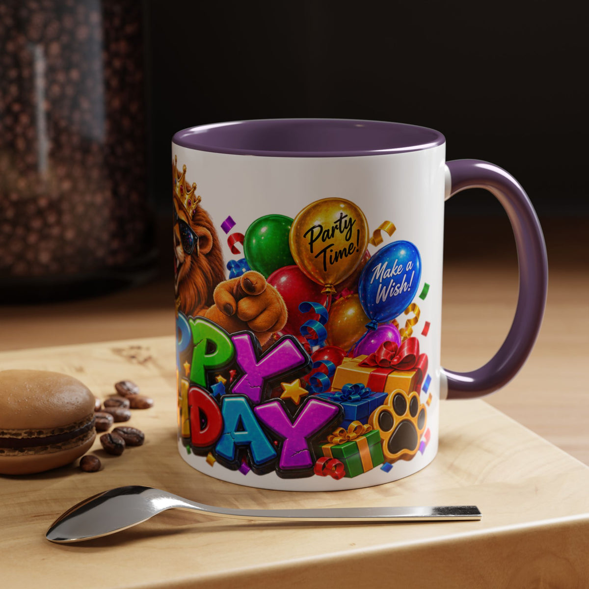 Lion Happy Birthday Mug – Colorful 3D King Celebration Design