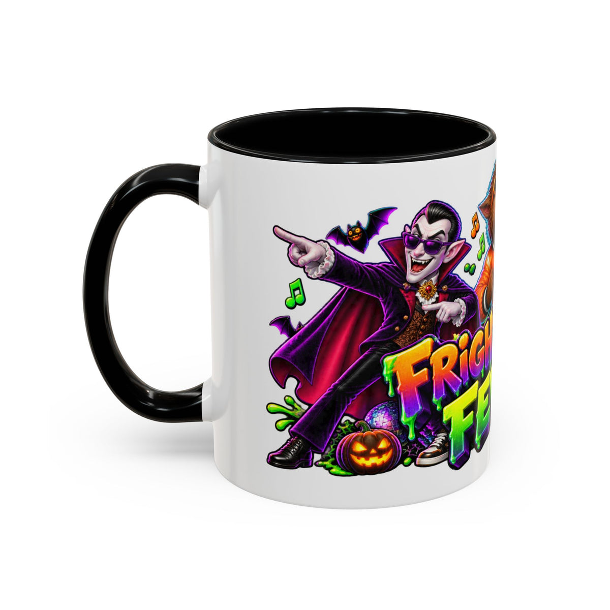 Fright Night Fever Dancing Monsters Halloween White Mug