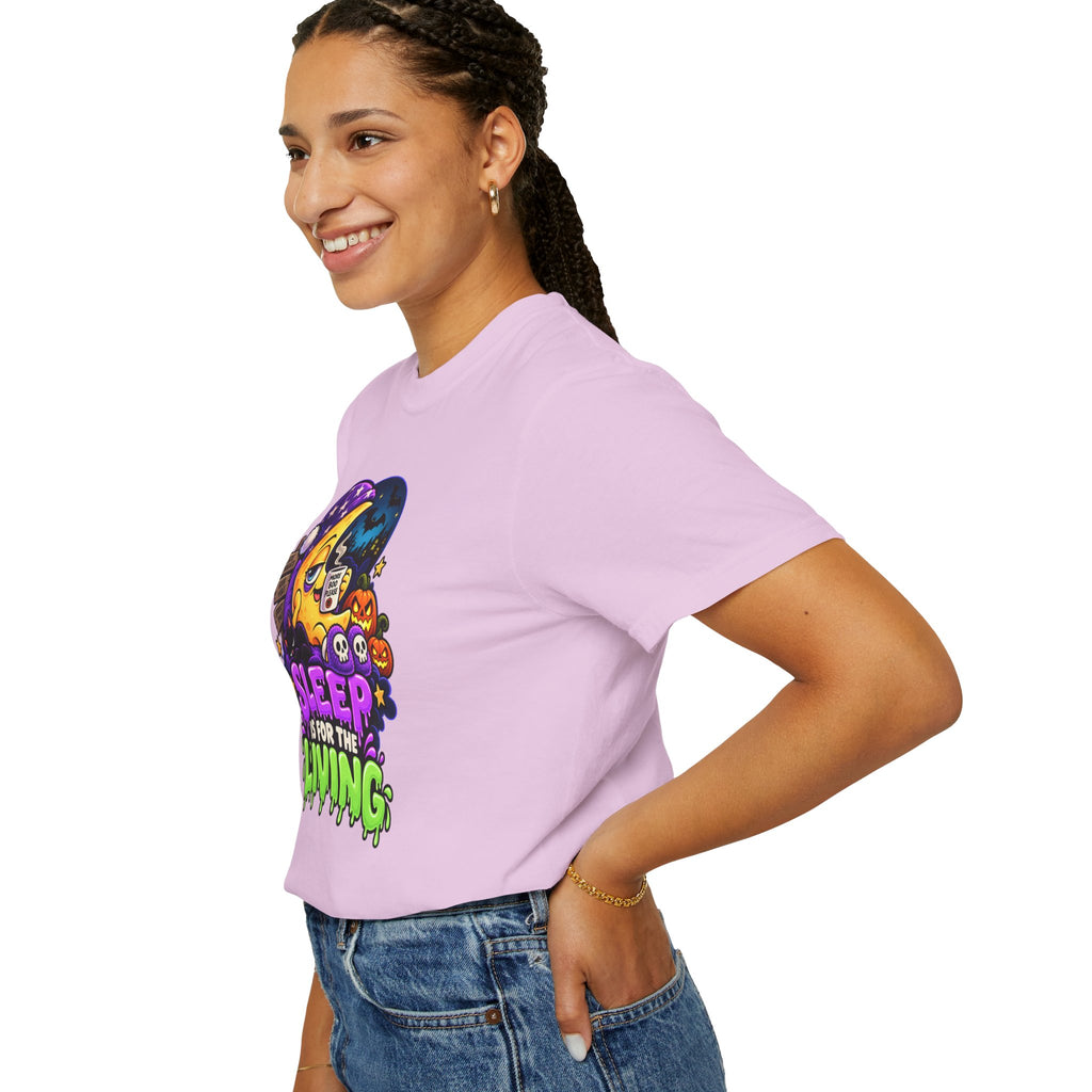 Sleep Is for the Living – Funny Halloween Moon T-Shirt