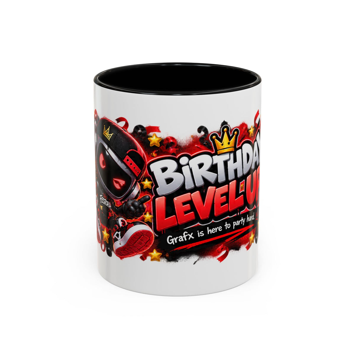 Festora Grafx Birthday Mug – Birthday Level Up Robot Coffee Cup