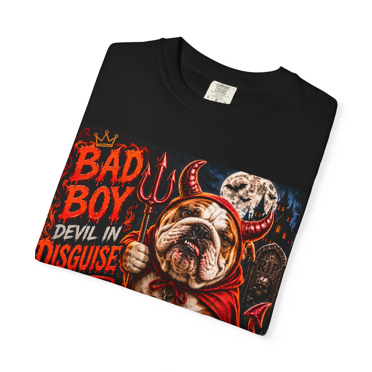 Bad Boy Devil in Disguise Bulldog Halloween T-Shirt