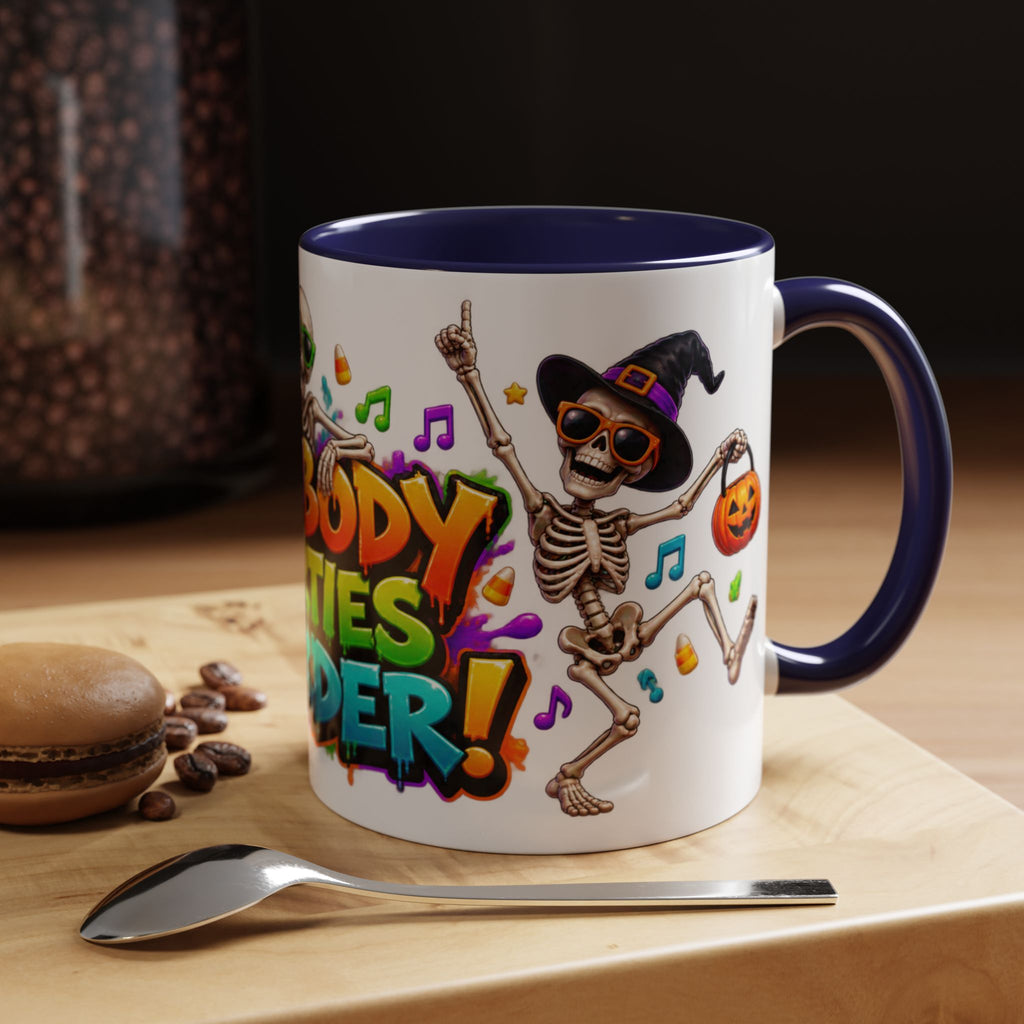 No Body Parties Harder Halloween Skeleton Party White Mug