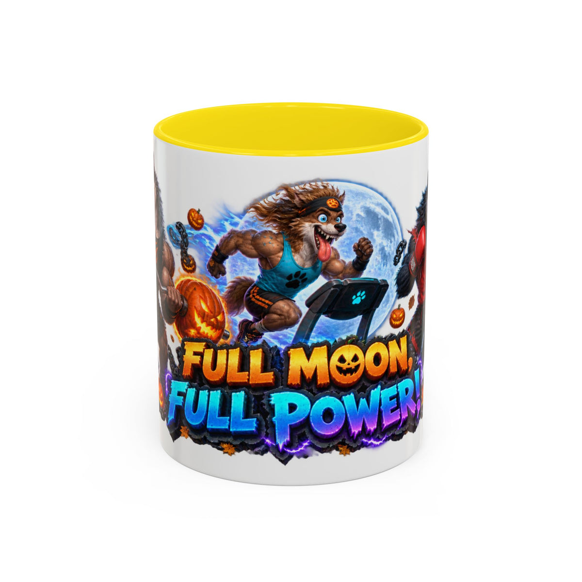Full Moon Full Power Werewolf Gym Halloween White Mug