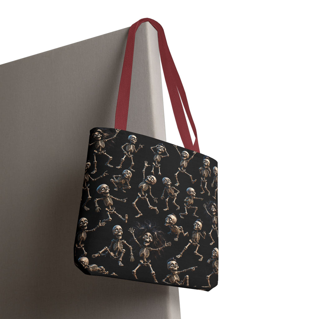 Spooky Skeleton Crew Halloween Tote Bag - Cute 3D Skeleton Pattern