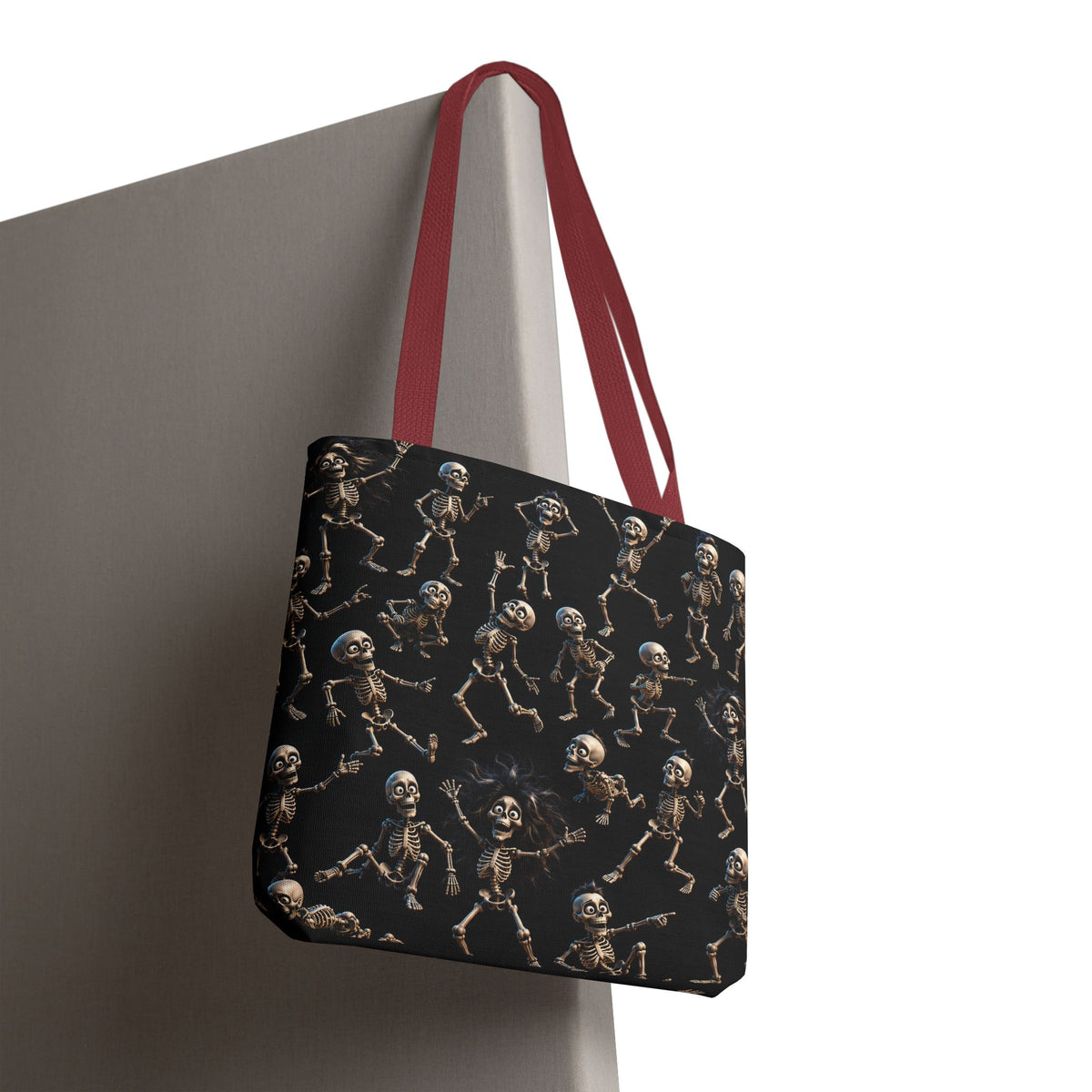 Spooky Skeleton Crew Halloween Tote Bag - Cute 3D Skeleton Pattern