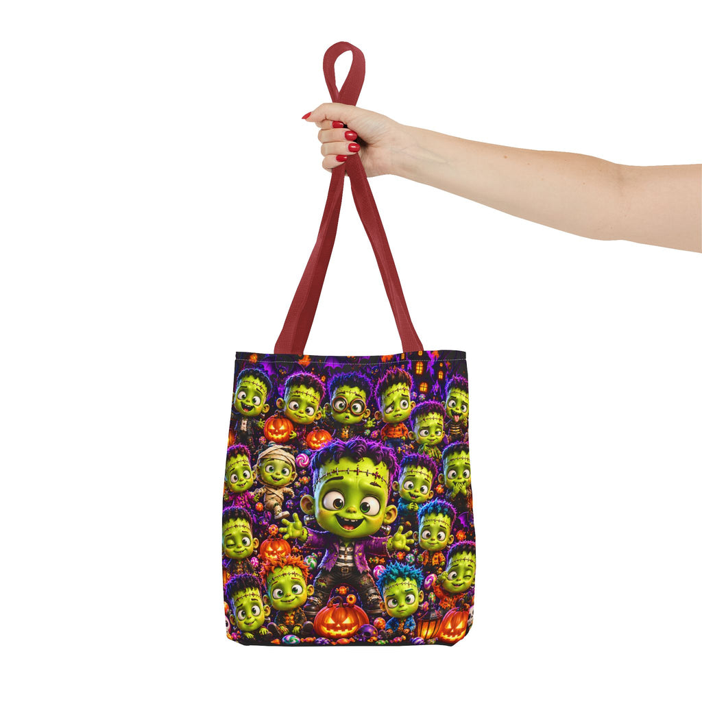 FestoraShop Funny Frankis Halloween Tote Bag - Cute 3D Monsters & Pumpkins
