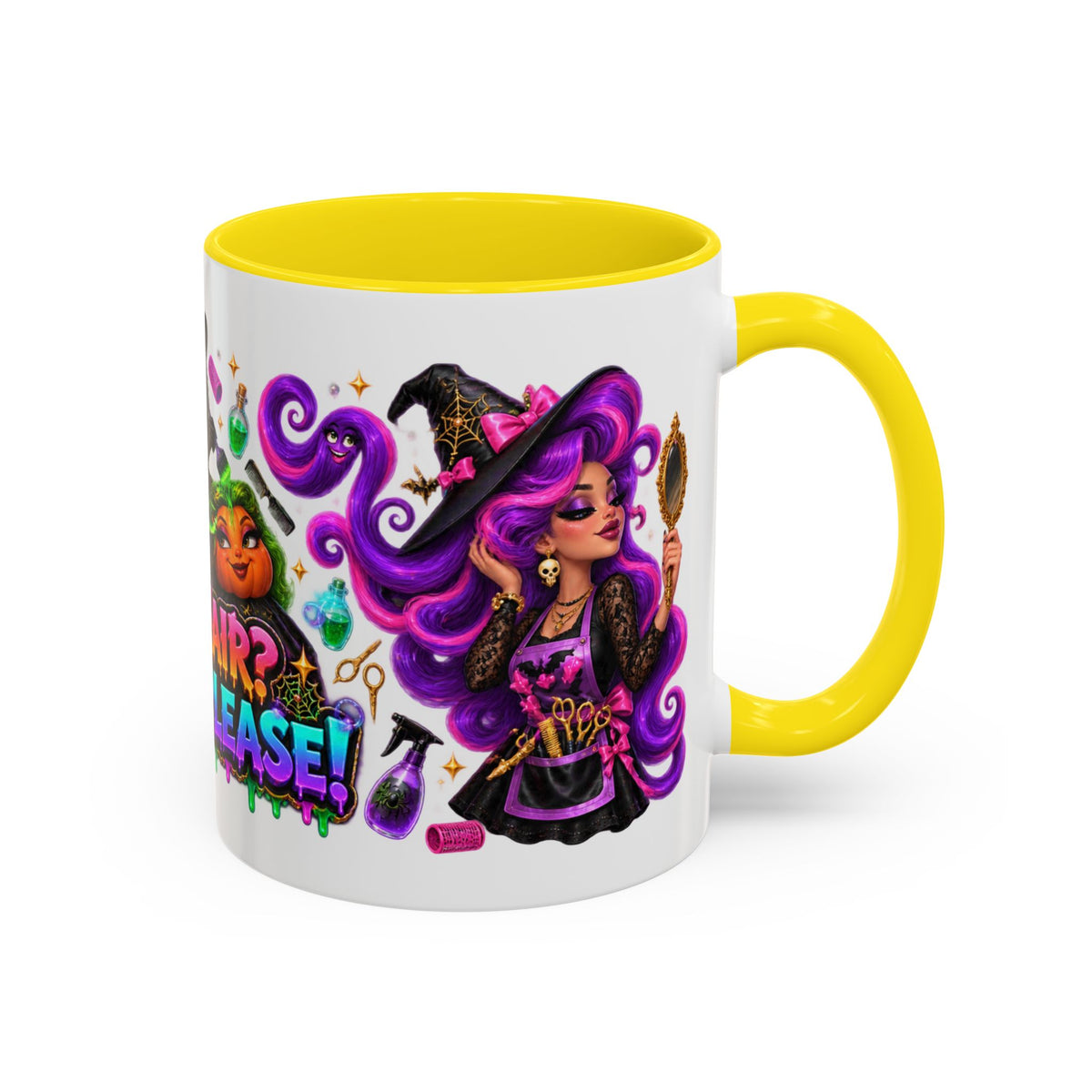 Bad Hair Witch Please Halloween Hairstylist White Mug