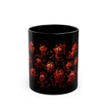 Funny Red Devils Black  Mug — Cute  Halloween  Demon Wraparound Pattern (11oz/15oz)