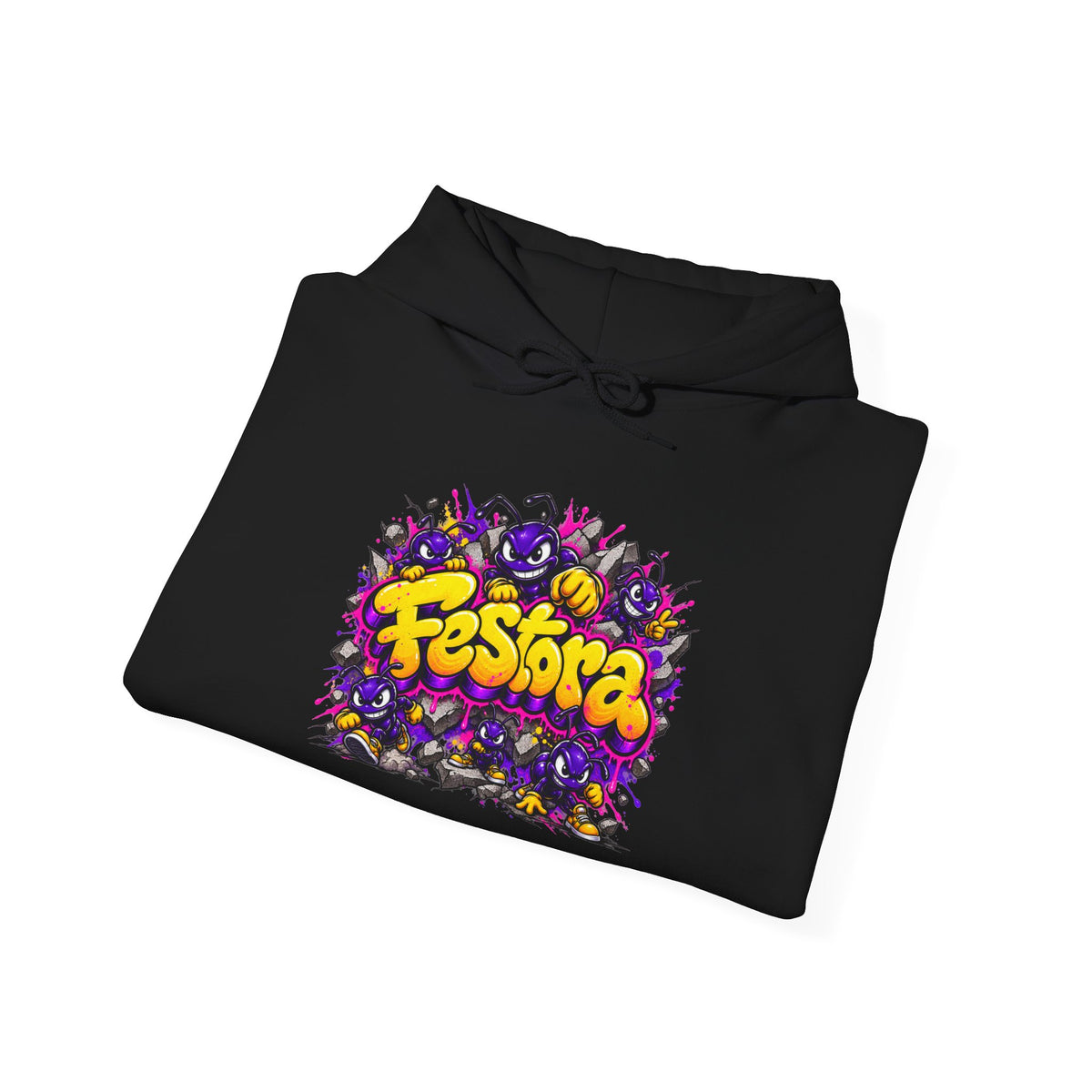 FesTora Festival Hoodie — Colorful Neon Party Graphic Hooded Sweatshirt