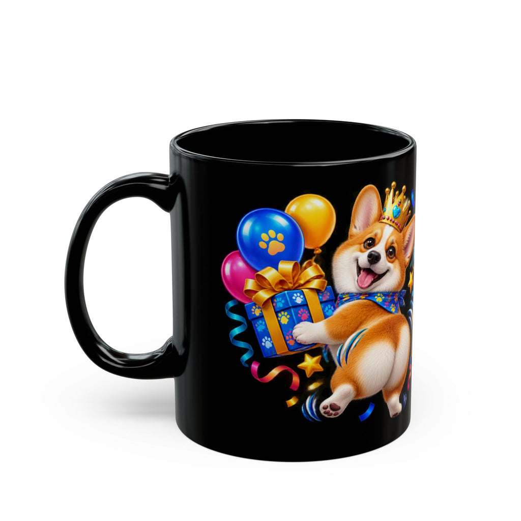 Birthday Mode Full Wiggle Corgi Black Mug