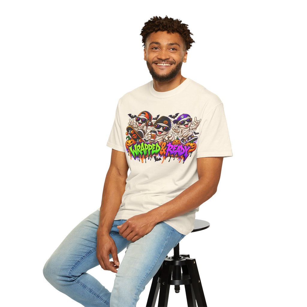 Wrapped & Ready – Halloween Mummy Crew Graphic T-Shirt