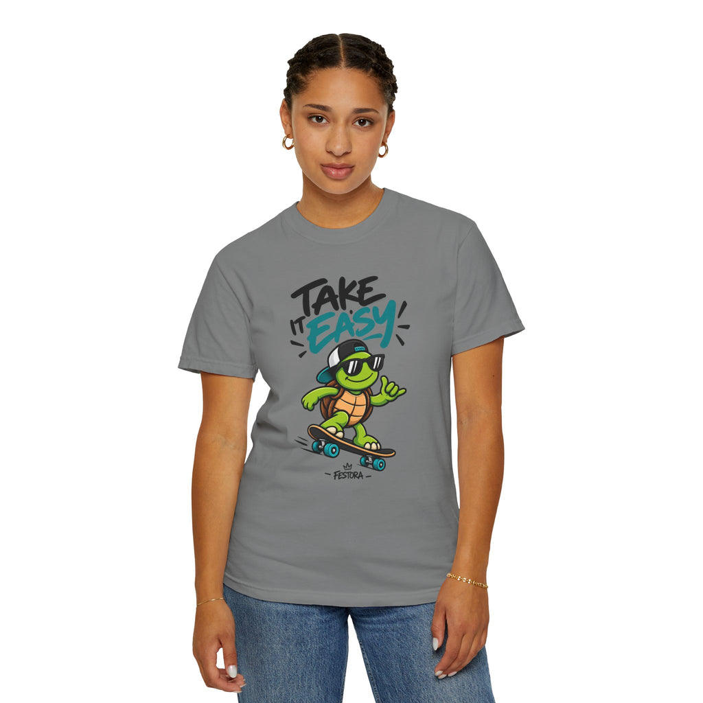 Take It Easy Skate Turtle Graphic T-Shirt | Festora Everyday
