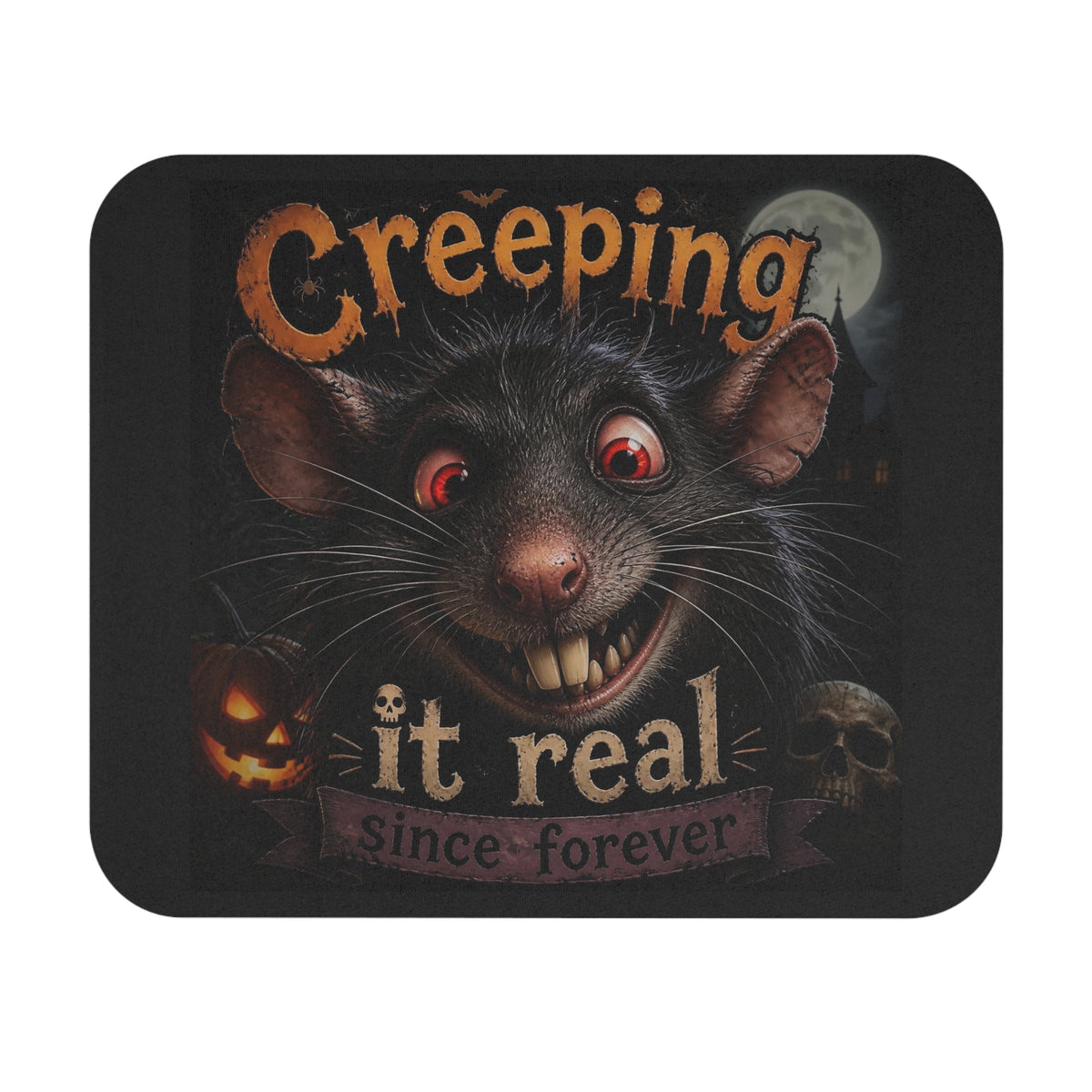 Creeping It Real Halloween Mouse Pad — Spooky Rat Design