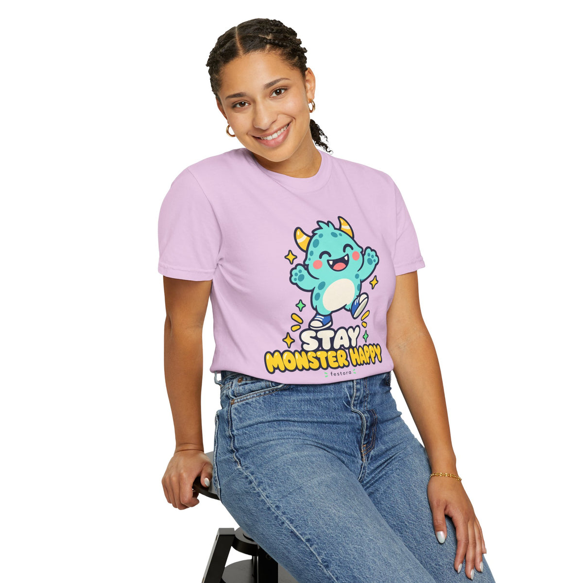 Stay Monster Happy – Cute Monster Graphic T-Shirt