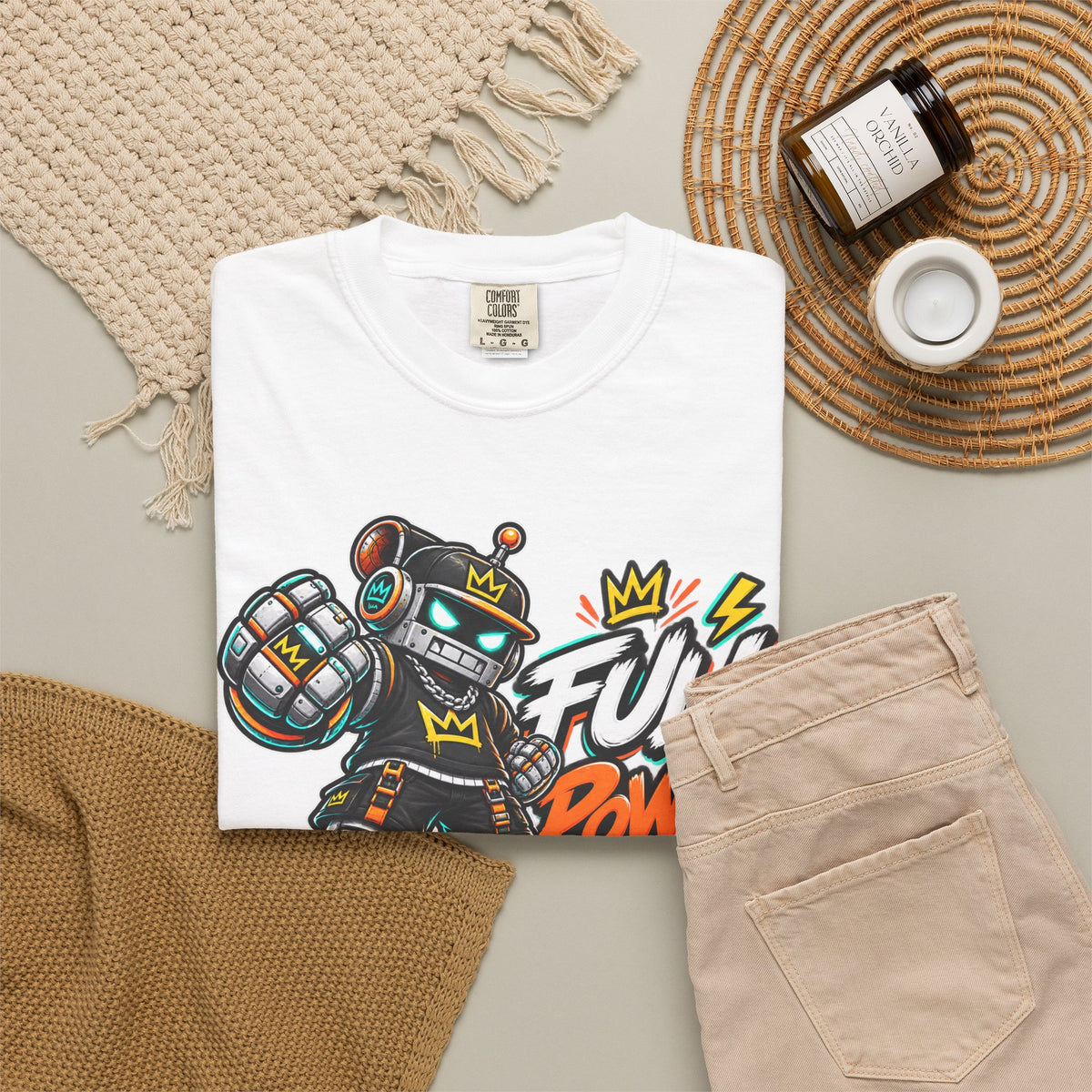 Full Power Robot Graphic T-Shirt — Retro Streetwear Tee