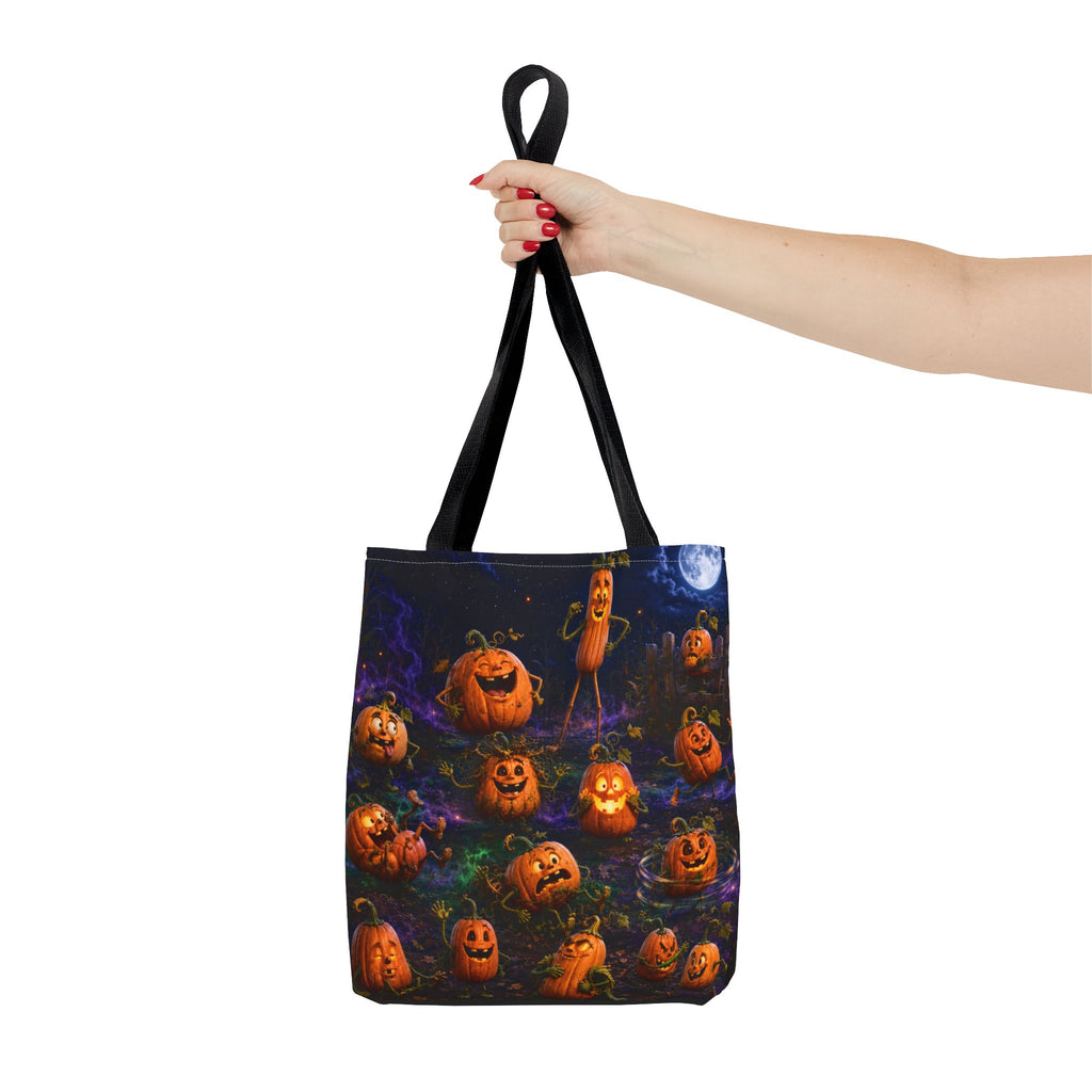 Halloween Pumpkin Patch Tote Bag — Spooky Jack-o'-Lantern All-Over Print