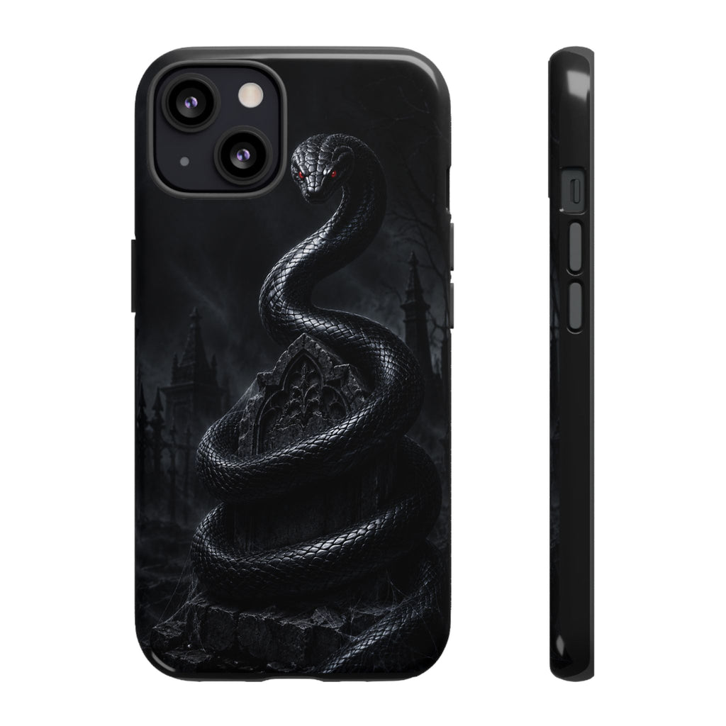 Graveyard Serpent Phone Case — Black Snake with Red Eyes Gothic iPhone Cover