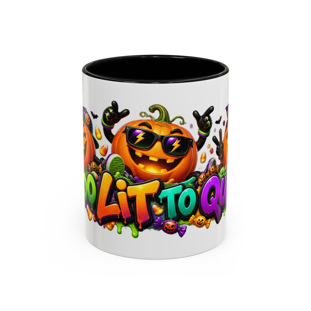 Too Lit to Quit Halloween Pumpkin Party White Mug