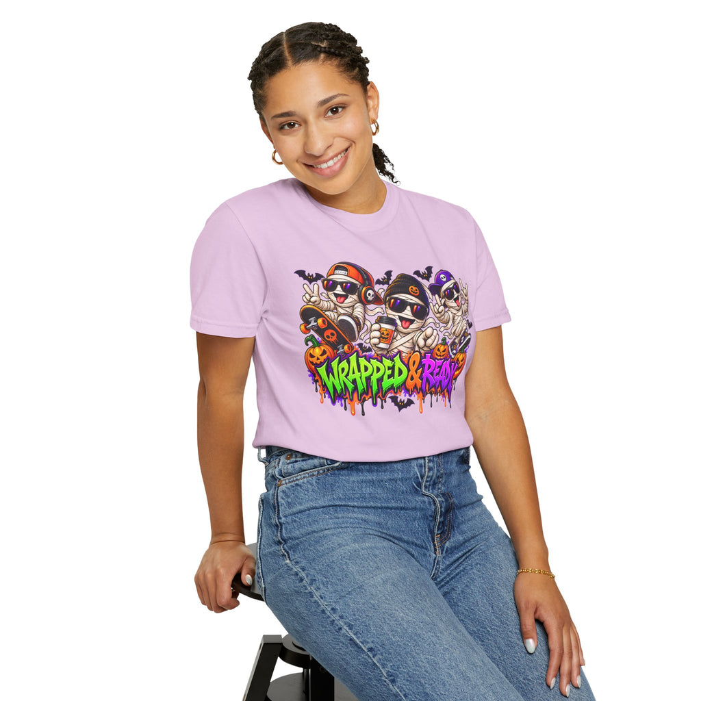 Wrapped & Ready – Halloween Mummy Crew Graphic T-Shirt