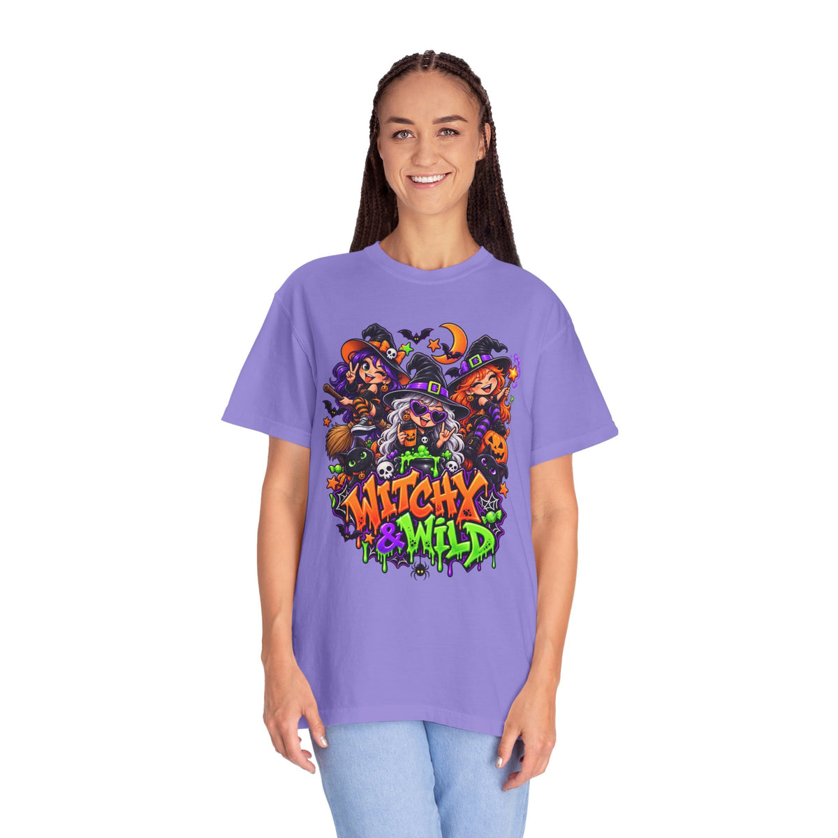 Witchy & Wild – Halloween Witch Crew Graphic T-Shirt
