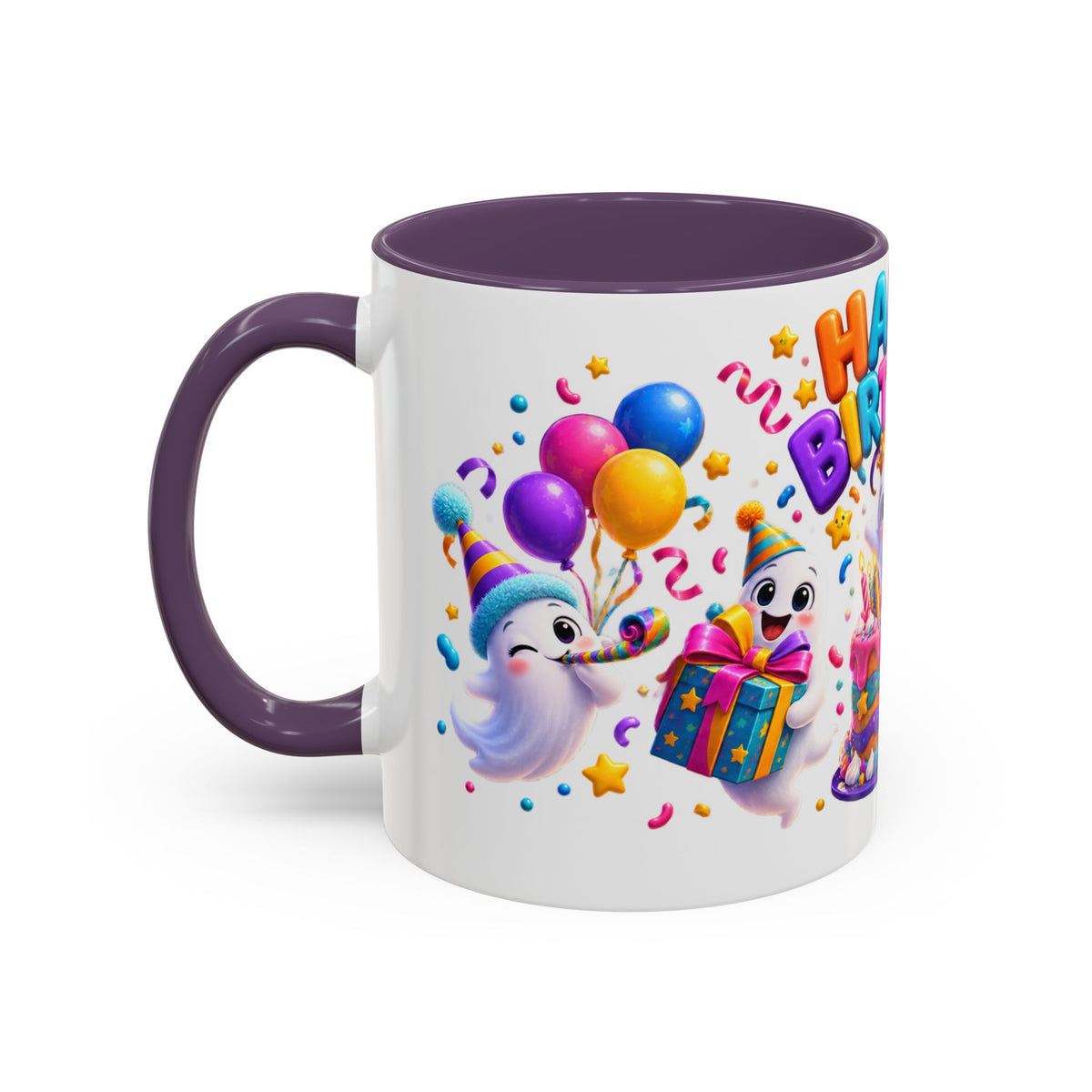 Happy Birthday Accent Coffee Mug - Colorful Celebration Mug (11oz, 15oz)