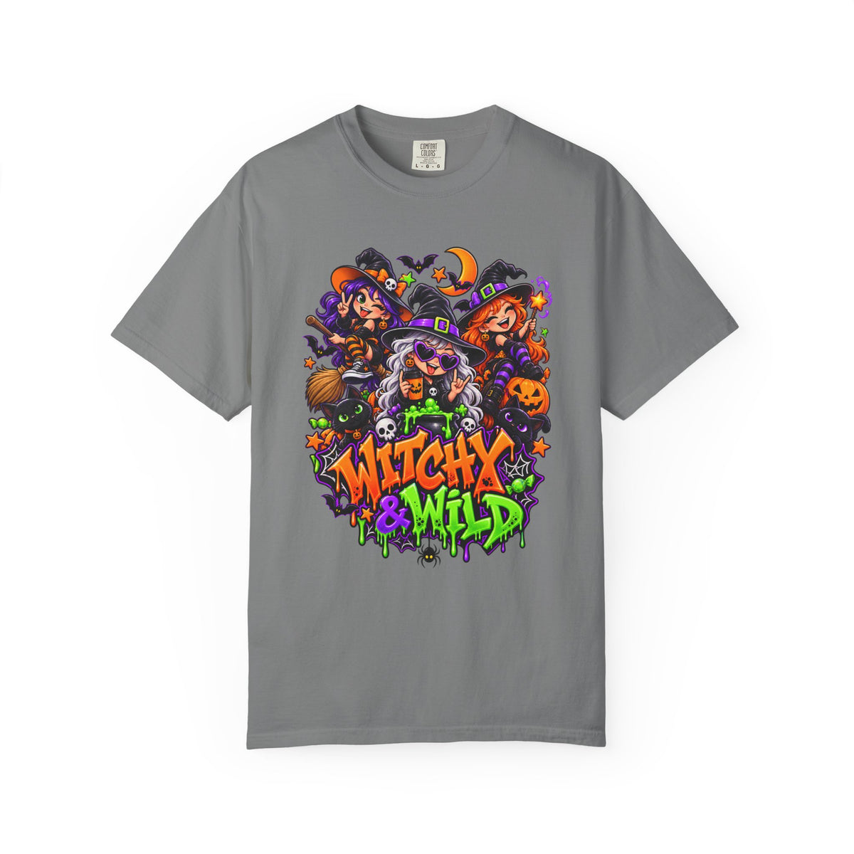 Witchy & Wild – Halloween Witch Crew Graphic T-Shirt