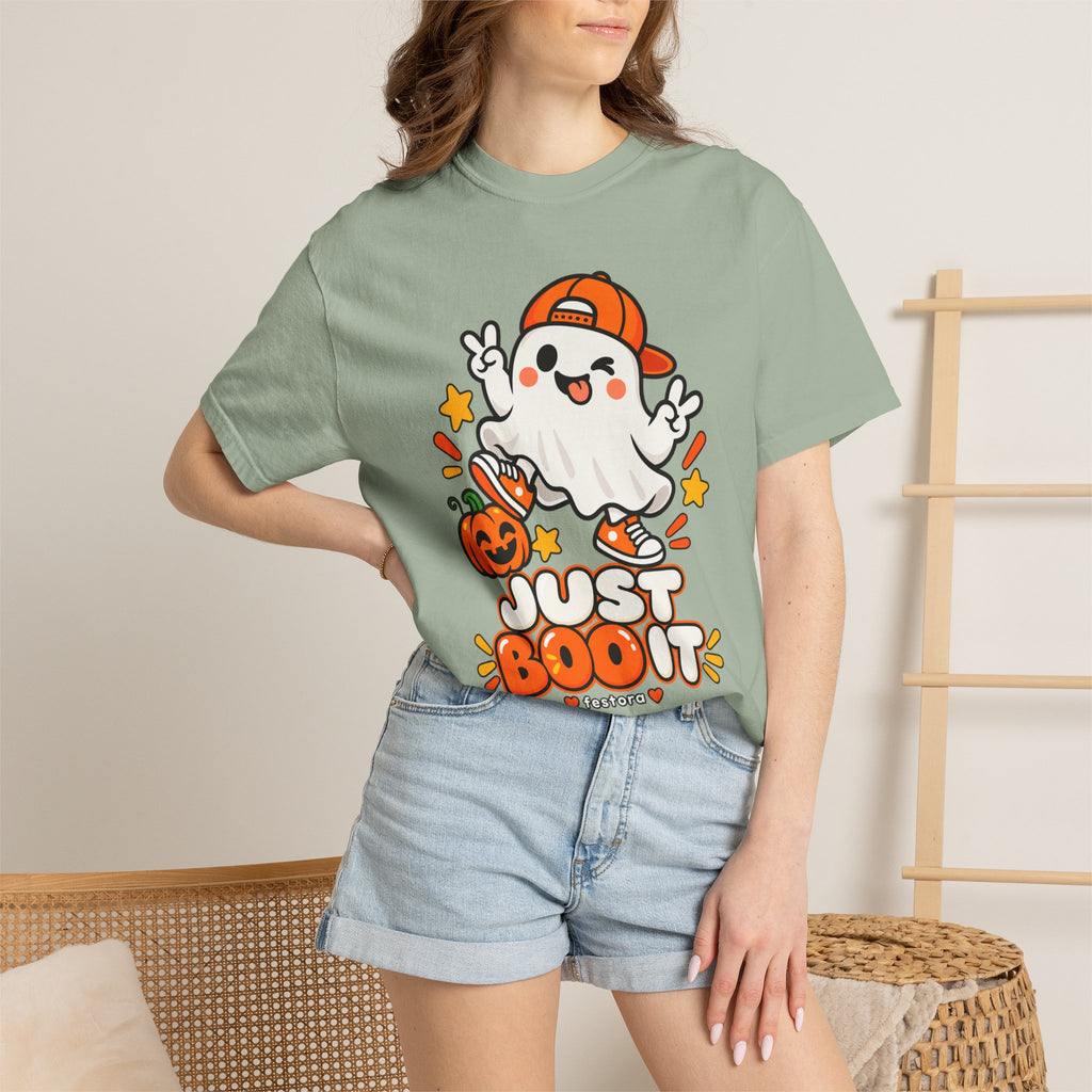 Just Boo It Halloween T-Shirt | Cute Skater Ghost Graphic Tee