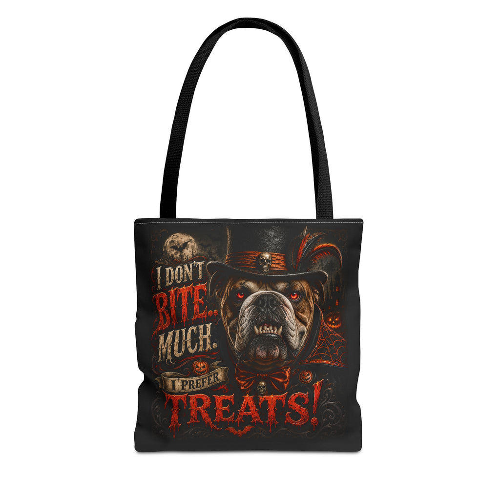 Halloween Bulldog Tote Bag - "I Don't Bite Much, I Prefer Treats!" Candy Bag