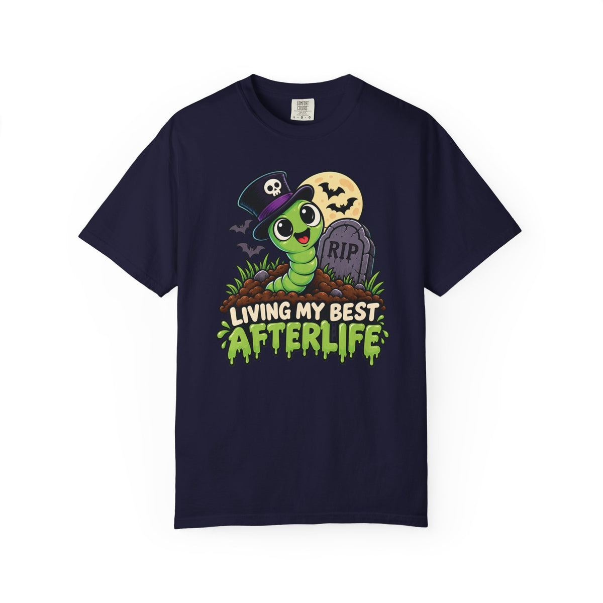 Living My Best Afterlife – Cute Halloween Graveyard Worm T-Shirt