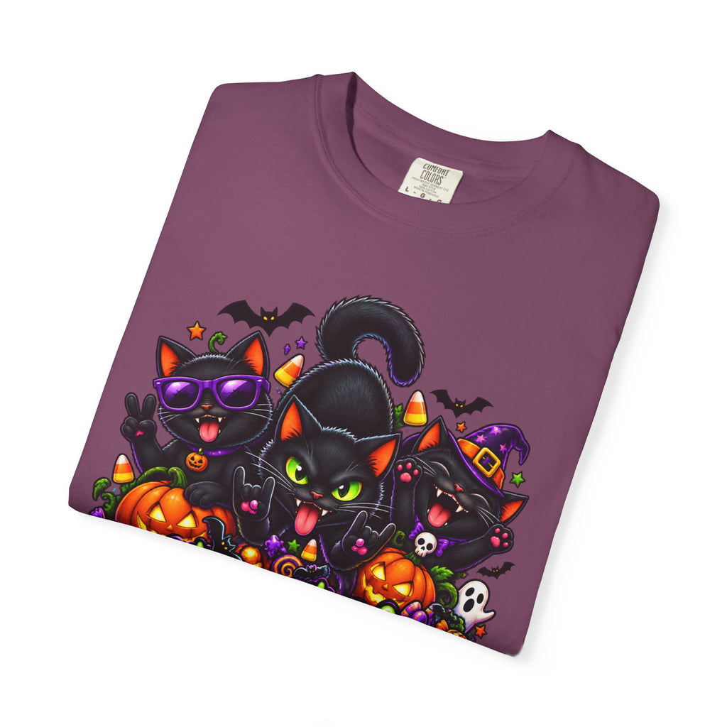 Midnight Mischief Halloween T-Shirt – Funny Black Cat Graphic Tee