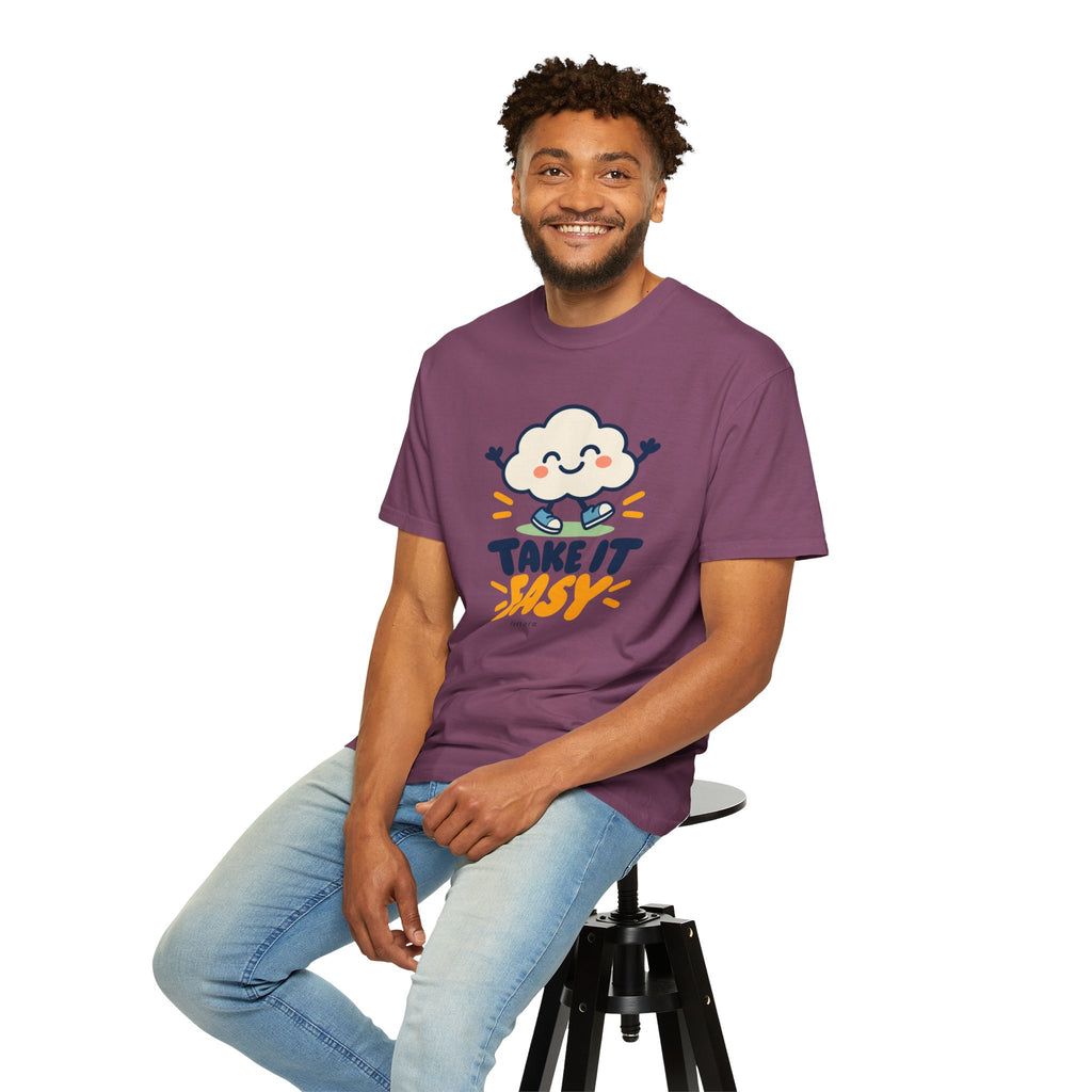 Take It Easy – Happy Cloud Graphic T-Shirt | Festora Everyday
