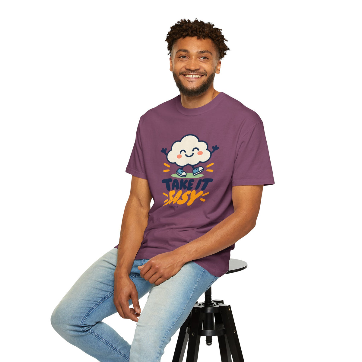 Take It Easy – Happy Cloud Graphic T-Shirt | Festora Everyday