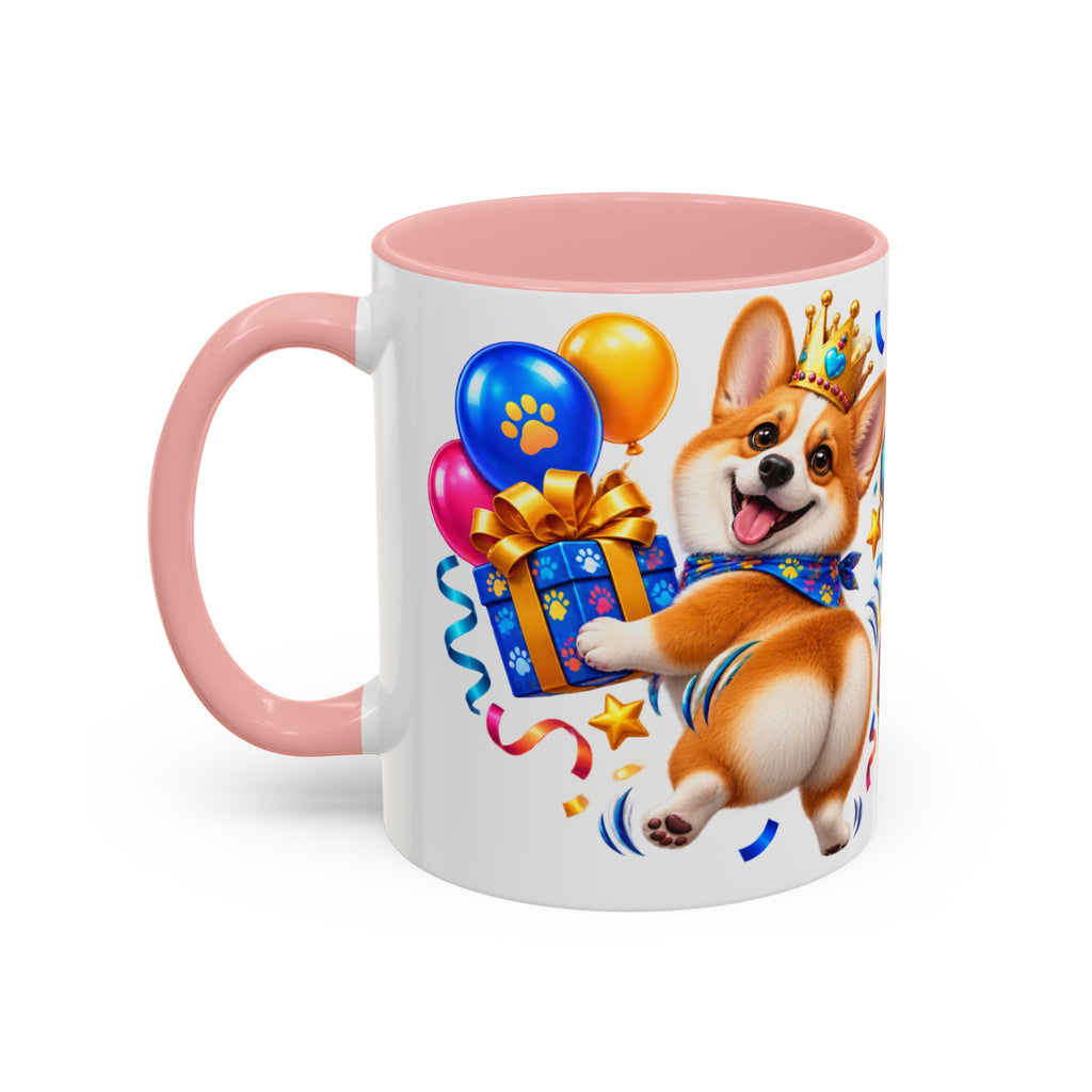 Birthday Mode Full Wiggle Corgi White Mug