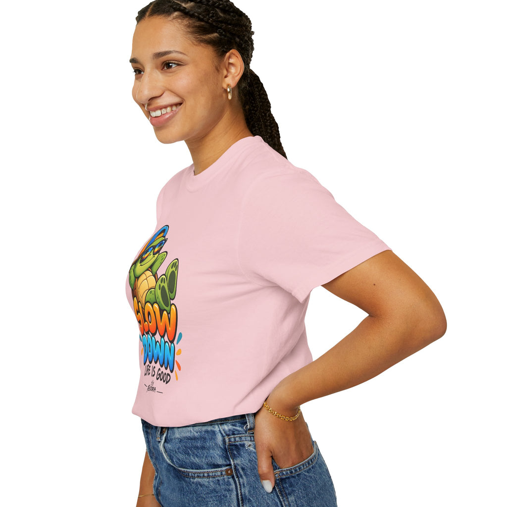 Slow Down, Life Is Good – Turtle Graphic T-Shirt | Festora Everyday