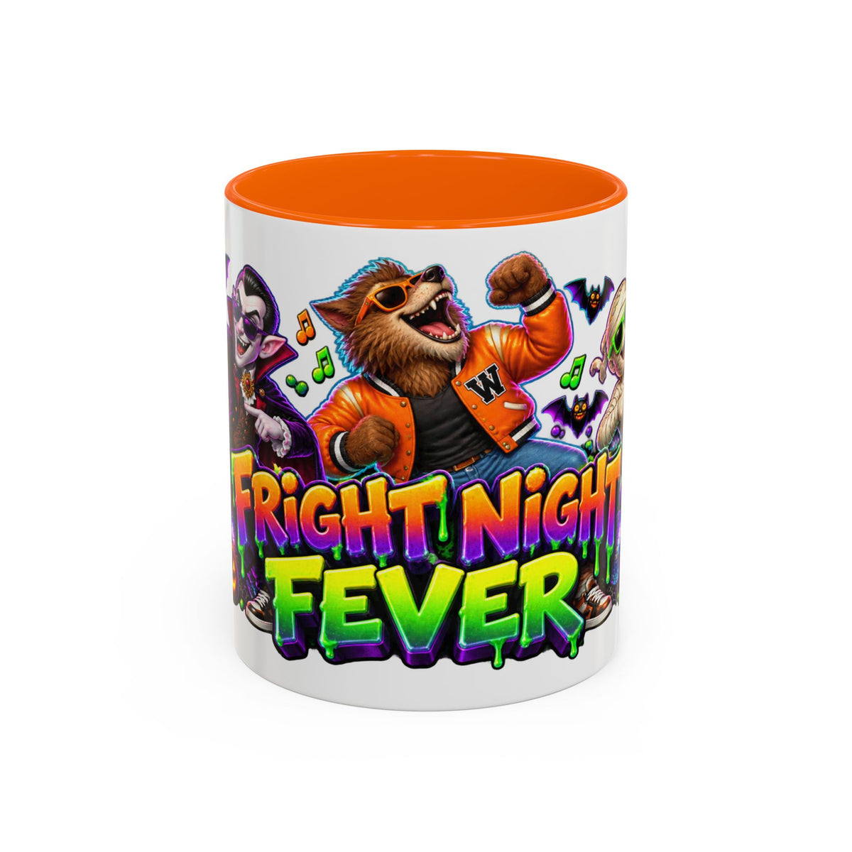 Fright Night Fever Dancing Monsters Halloween White Mug