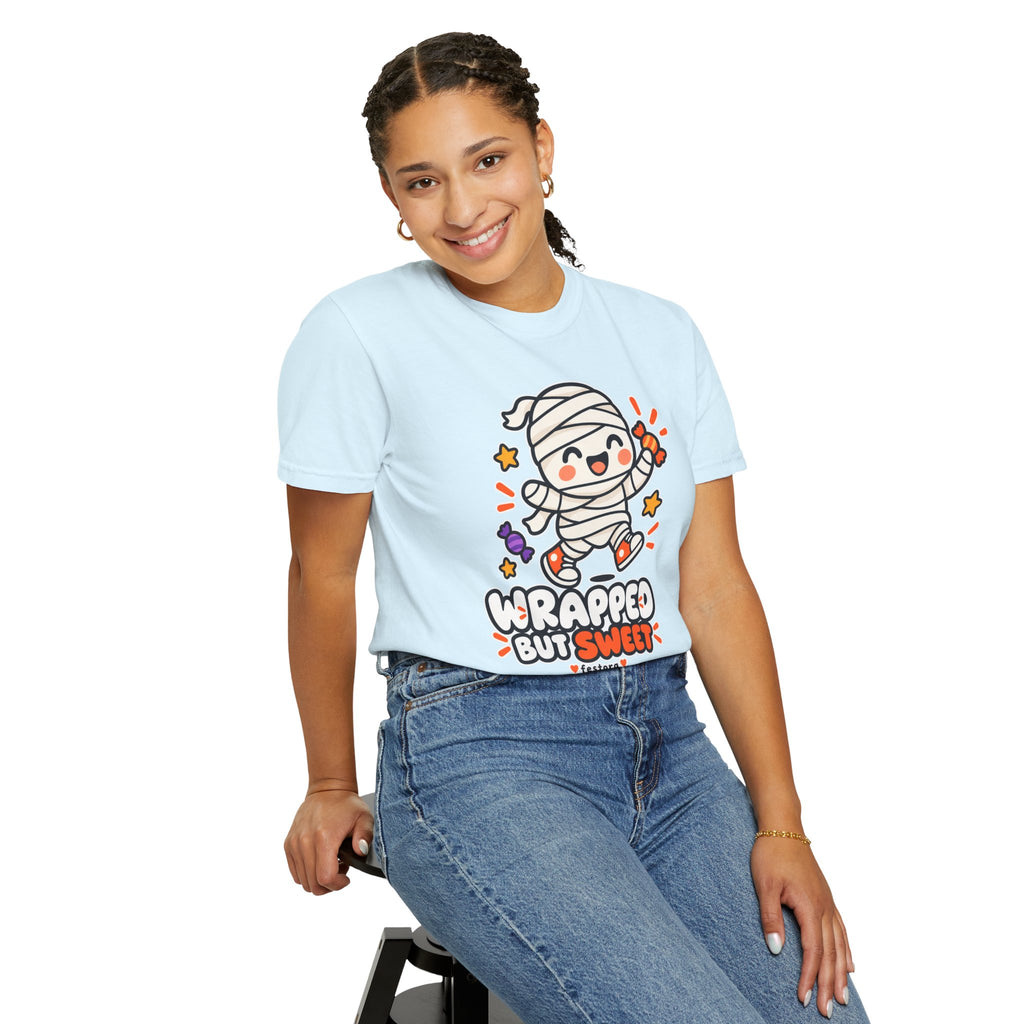 Wrapped but Sweet Halloween T-Shirt | Cute Mummy Graphic Tee