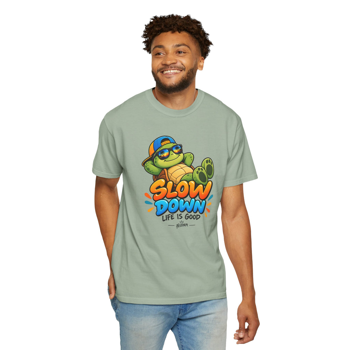 Slow Down, Life Is Good – Turtle Graphic T-Shirt | Festora Everyday