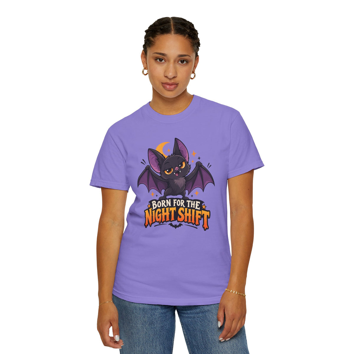 Born for the Night Shift – Cute Halloween Bat T-Shirt