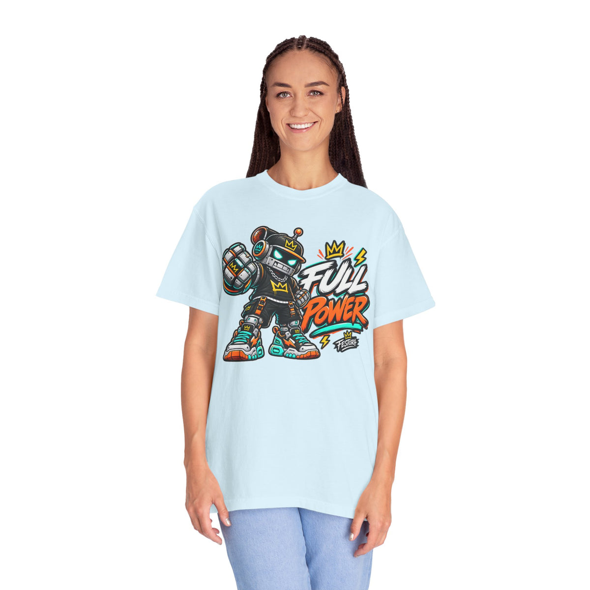 Full Power Robot Graphic T-Shirt — Retro Streetwear Tee