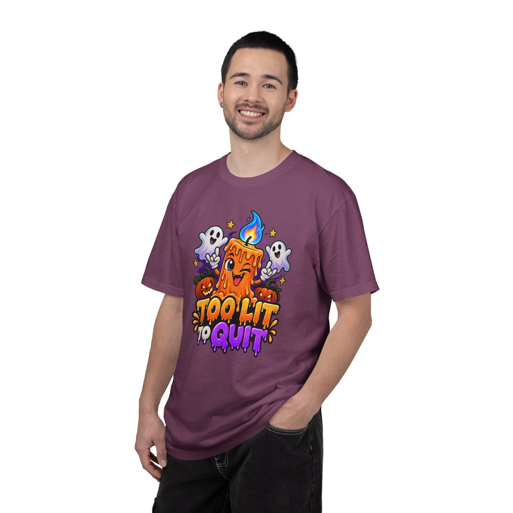 Too Lit to Quit – Funny Halloween Candle T-Shirt