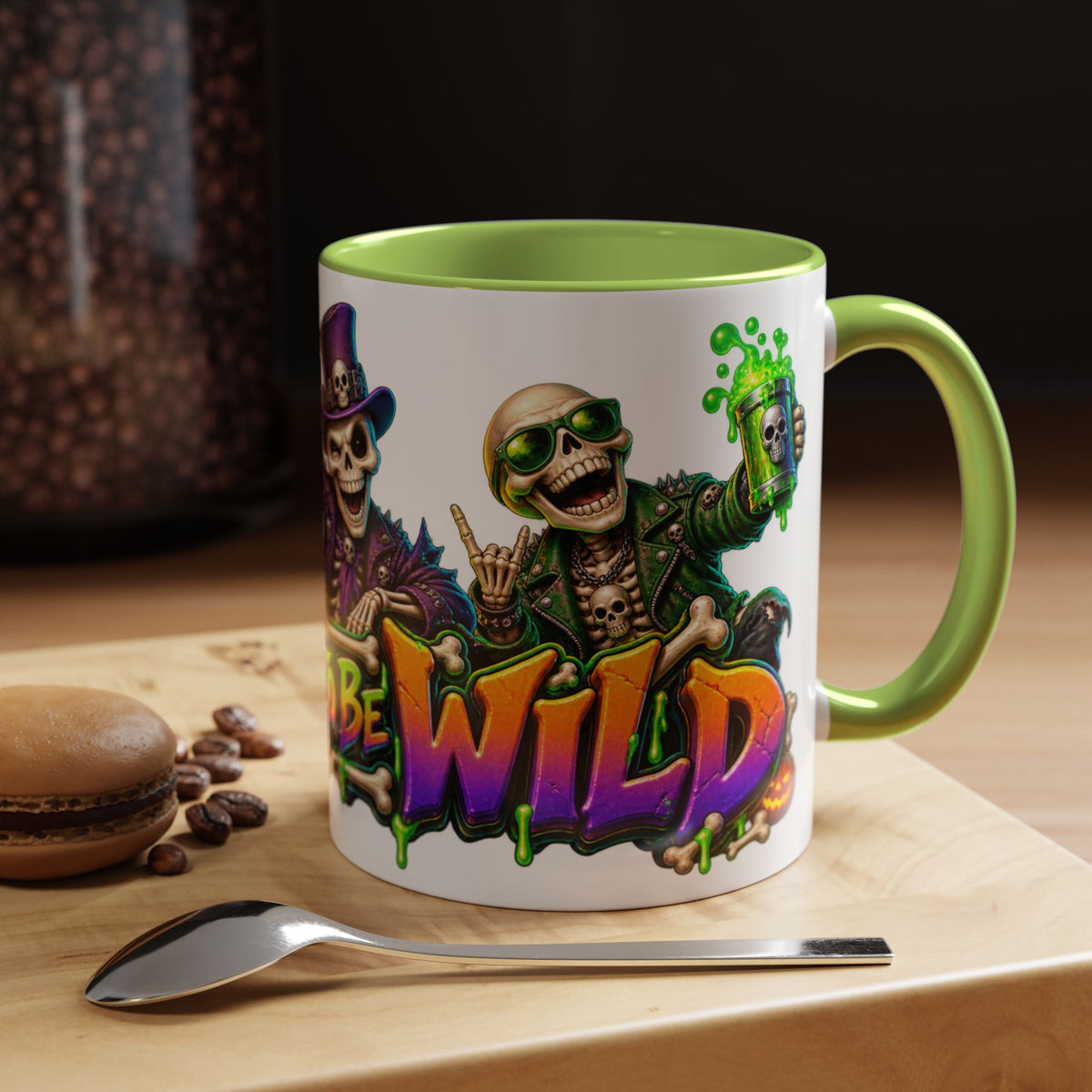 Bone to Be Wild Skeleton Crew Halloween White Mug